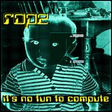 A yellow black green collage, showing a very young kid before band equipment in a striped shirts