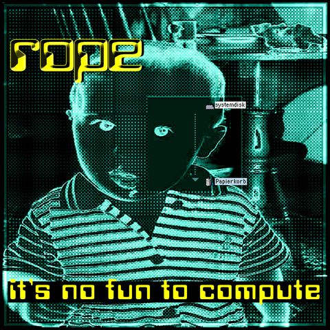 A yellow black green collage, showing a very young kid before band equipment in a striped shirts