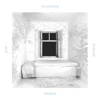 A white bedroom, covered by fine-line drawings by the wonderful Berlin artist Maria Hinze.