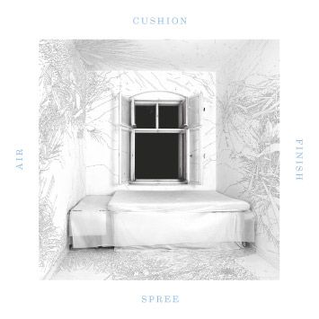 A white bedroom, covered by fine-line drawings by the wonderful Berlin artist Maria Hinze.